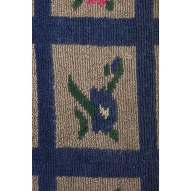 Blue Colorful Vintage Checkered Tulu Rug - Soft Wool Pile For Sale - Image 8 of 12