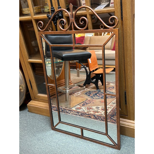 Design Plus Gallery presents the Vintage Tuscan Style Scrollwork Iron Wall Mirror. The rectangular mirror is framed in...