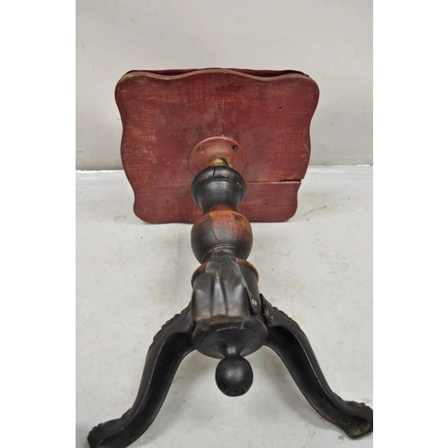 Antique American Victorian Cast Iron Wood Pedestal Adjustable Piano Bench Stool For Sale - Image 9 of 9