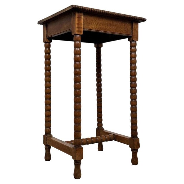 Antique English Bobbin-Turned Oak Side Table, 1910 For Sale - Image 10 of 10