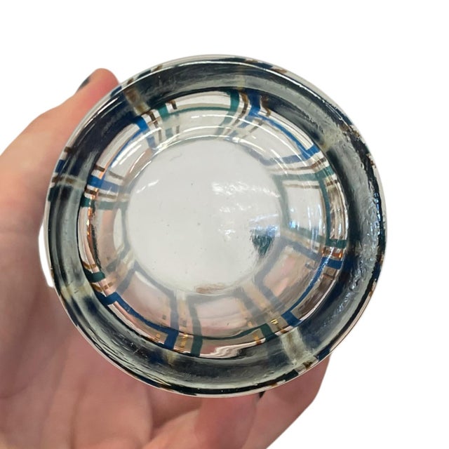 Vintage Mid-Century Modern Blue Geometric Highball Glasses - Set of 5 For Sale - Image 10 of 10