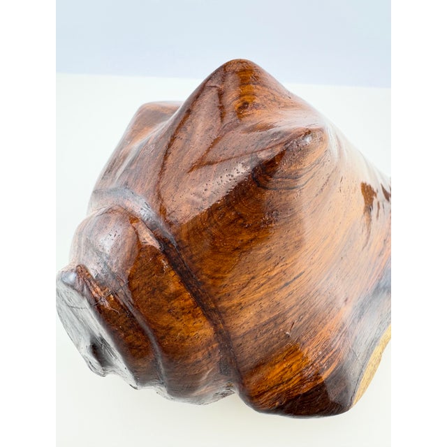 Wood Vintage Hand-Carved Solid Wood Conch Shell Sculpture For Sale - Image 7 of 12