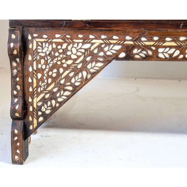 Mid 19th Century Antique Middle Eastern Mother of Pearl Inlay Dowry Trunk 19th C. For Sale - Image 5 of 12