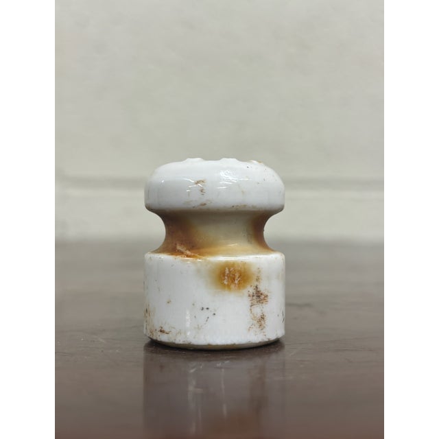 Antique Small White Ceramic Electrical Wire Insulator For Sale - Image 4 of 6