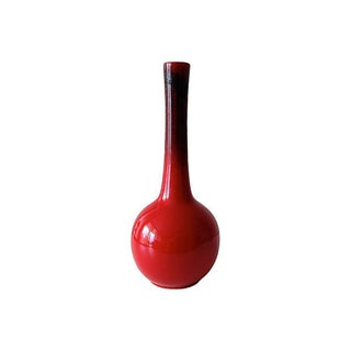 Royal Heager Elongated Chinese Red Bud Vase For Sale