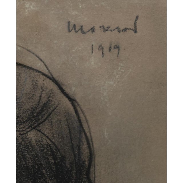 Modern Edouard Morerod, Portrait de femme amérindienne, 1919, Pencil, Charcoal & Pastel on Paper, Framed For Sale - Image 3 of 9