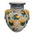 Vintage Italian Majolica Style Large Ceramic Urn Vase With Putto and Lion Head Handles For Sale