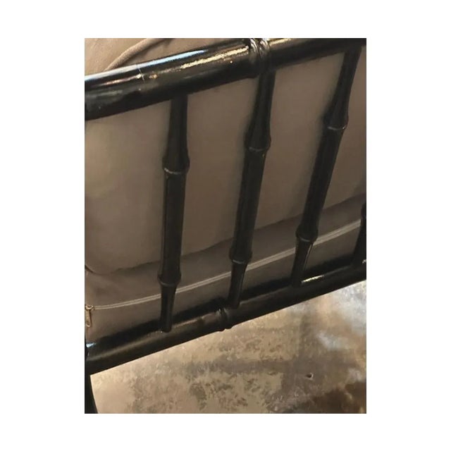 Mid 20th Century Pair of Mid-Century Black Lacquered Bamboo Armchairs For Sale - Image 5 of 5