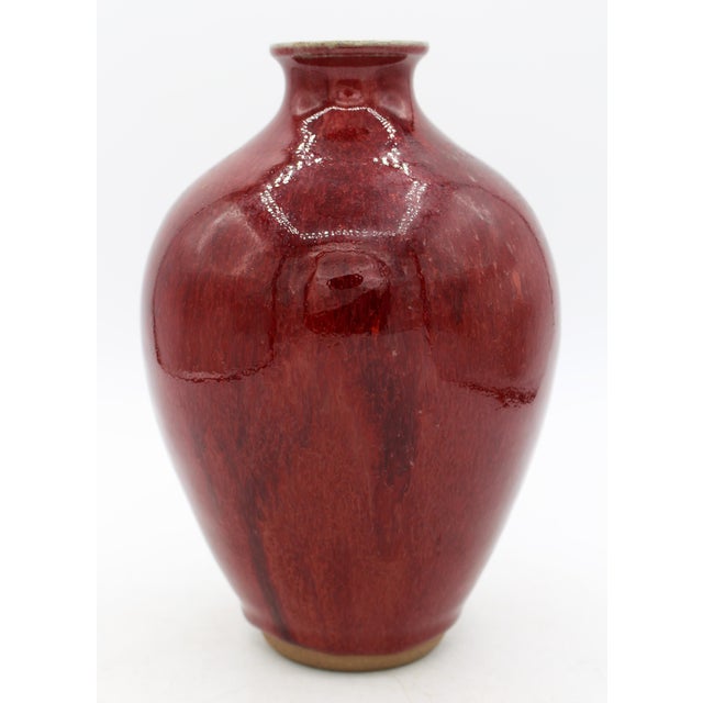 Contemporary Pottery Sang De Boeuf Glaze Vase by Travis Owen in 2013 For Sale - Image 3 of 4