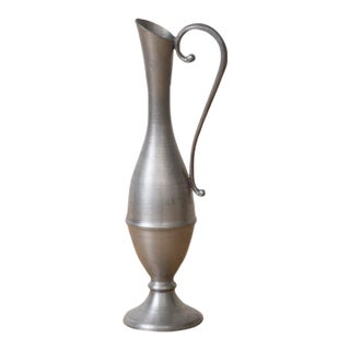 1930s French Pewter Scroll Bud Vase For Sale