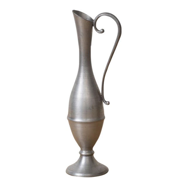 1930s French Pewter Scroll Bud Vase For Sale