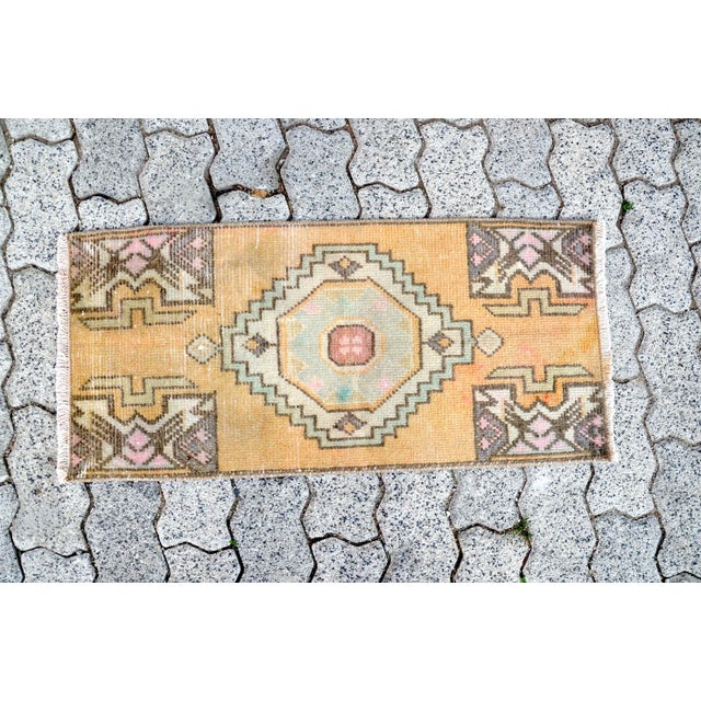 Vintage Mid Century Turkish Yellow Rug For Sale - Image 6 of 6