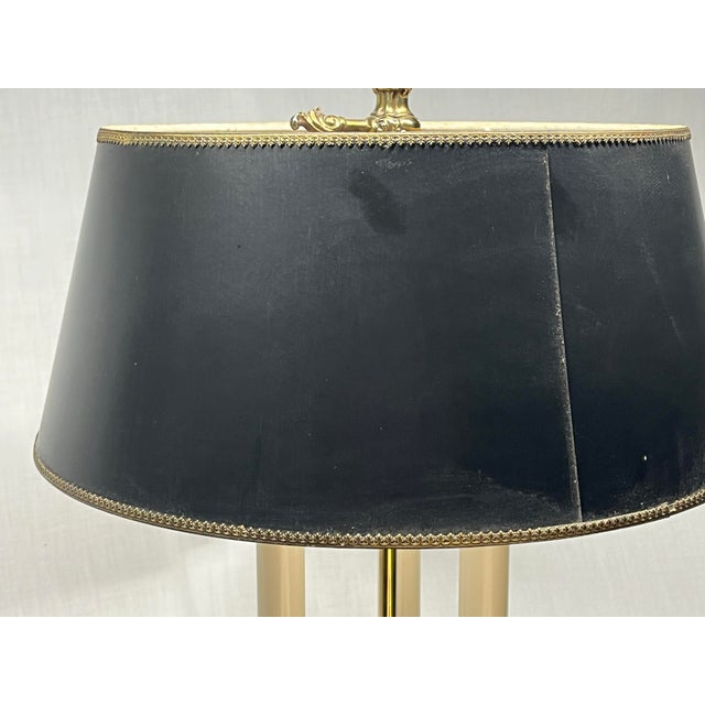 Mid 20th Century Stiffel Brass 3-Light Bouillotte Table Lamp With Black Tôle Shade For Sale - Image 12 of 12