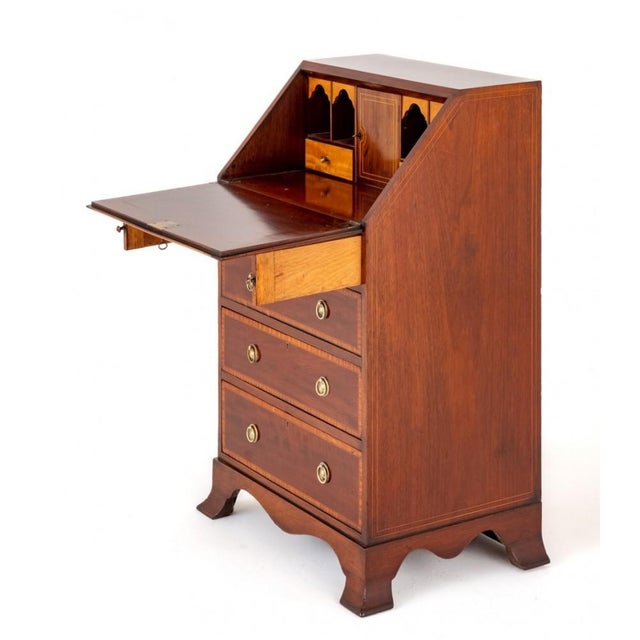 Regency Revival Mahogany Inlay Desk, 1890s For Sale - Image 12 of 13