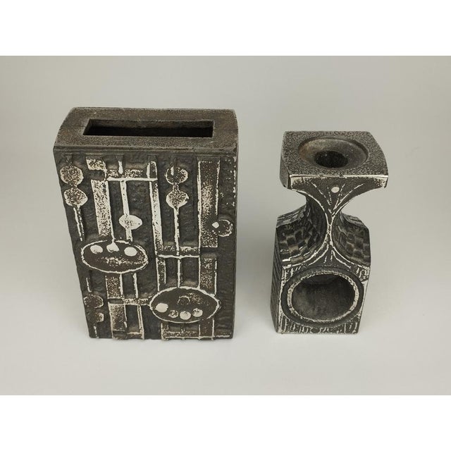 Brutalist Style Vase and Candleholder by Olav Joa for Polaris, Norway, 1970s, Set of 2 For Sale - Image 5 of 15