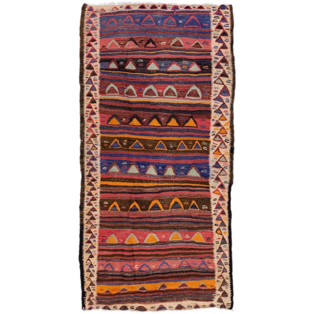 Mid-20th Century Turkish Kilim Multicolor Handmade Tribal Wool Rug For Sale - Image 10 of 10