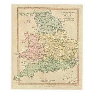 Roman Britain Map with Ancient England and Wales by Wilkinson, 1817 For Sale