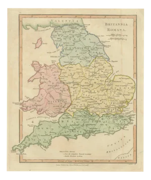 Roman Britain Map with Ancient England and Wales by Wilkinson, 1817