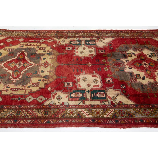 1920s 1920s Allover Designed Antique Heriz Wool Runner in Red For Sale - Image 5 of 11