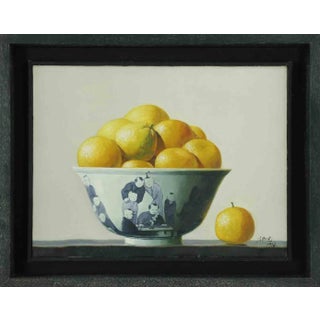 Zhang Wei Guang, Oranges in a Bowl, Original Oil Painting, 1998 For Sale