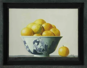 Zhang Wei Guang, Oranges in a Bowl, Original Oil Painting, 1998