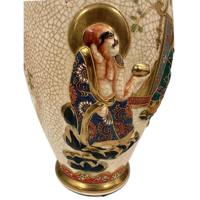 Antique Japanese Meiji Period Satsuma Earthenware Vase For Sale - Image 16 of 18