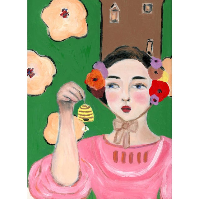 Adele, Beekeeper’s Daughter, Swedish Style, Mid Century Modern Oil Portrait Painting by Alexandra Swistak For Sale - Image 6 of 6