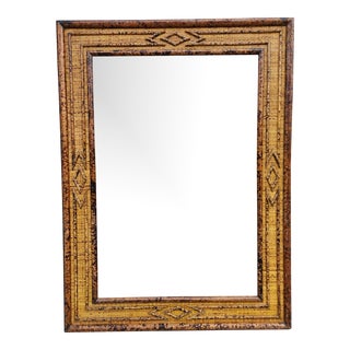 Large British Colonial Style Faux Bamboo & Grasscloth Wall Mirror For Sale