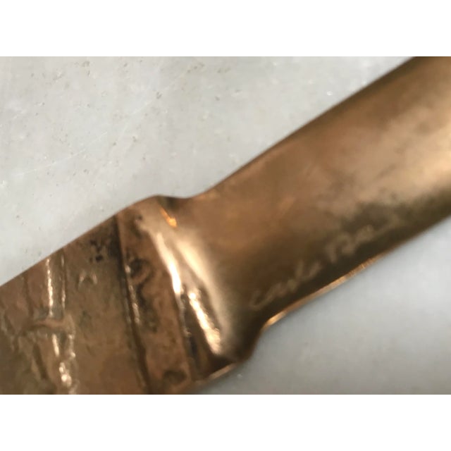 1970s Italian Sculptural Brass Letter Opener Signed by Carlo Ricci For Sale - Image 9 of 10