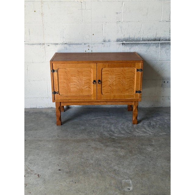 Henning Kjærnulf Oak Storage Cabinet With Black Handles Danish Mid-Century Modern 1960s For Sale - Image 9 of 12