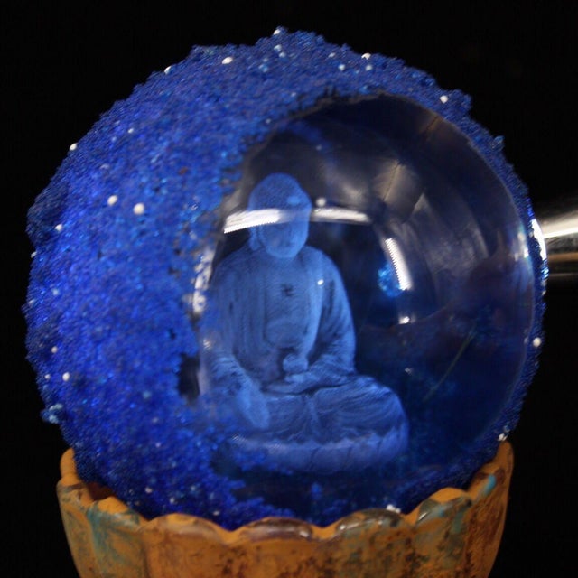 Asian Late 19th Century Buddhist Relic Sphere With Shakyamuni Buddha, 1562g, Blue Crystal Ball For Sale - Image 3 of 9