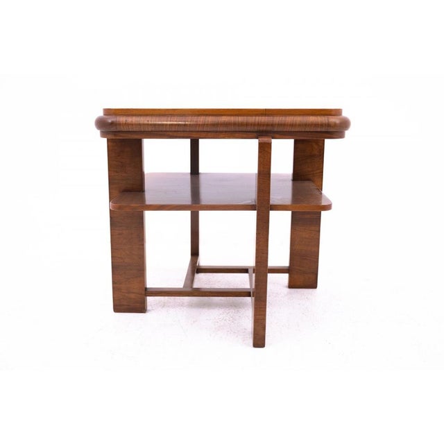 Art Deco Square Table, Poland, 1950s, in Restored conditions. Designed 1950 to 1959