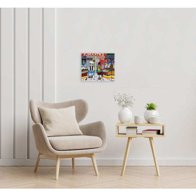 Blue The Pavement #4 - Original Urban Pop Art Mixed Media Artwork on Wood by Fabio Coruzzi For Sale - Image 8 of 9