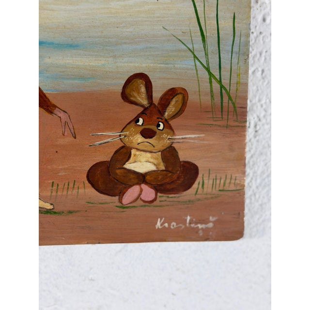 Wood Vintage Folk Art Wall Art, Hand Painted For Sale - Image 7 of 7