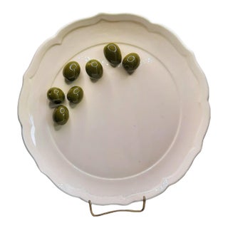 Vintage Tromp l'Oeil Olive Plate For Sale