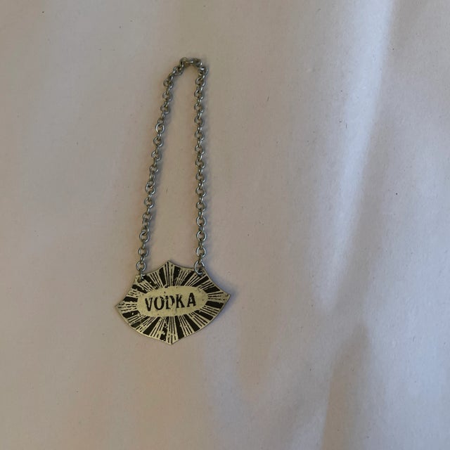 Mid 20th Century Vintage Decanter Tag Vodka or Scotch For Sale - Image 4 of 4