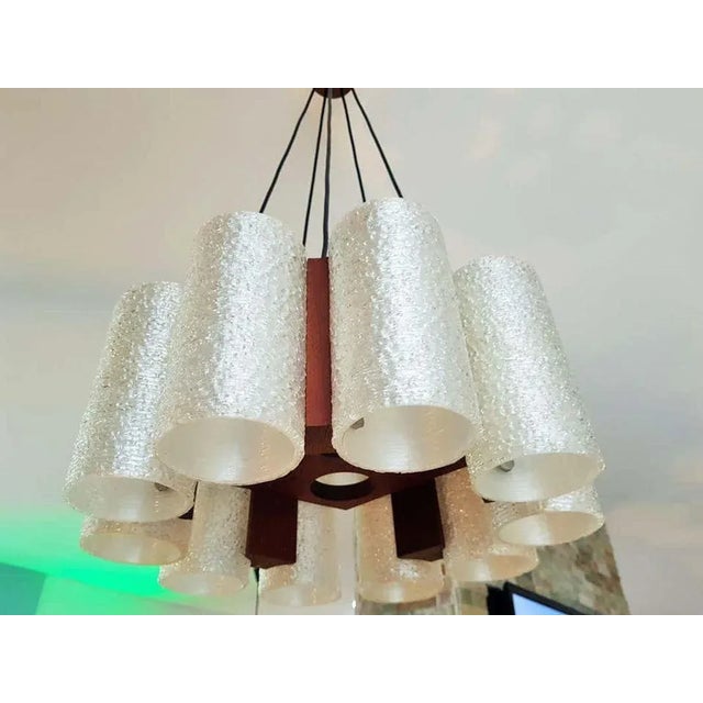 Danish Teak & Resin Chandelier, 1960s For Sale - Image 11 of 18