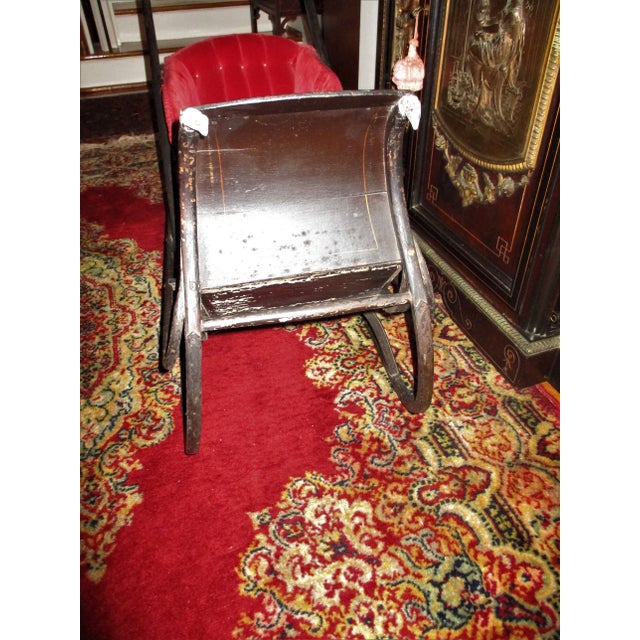 Black Antique Early American Wooden Childs Push Sleigh with Brass Eagle Ornaments For Sale - Image 8 of 12