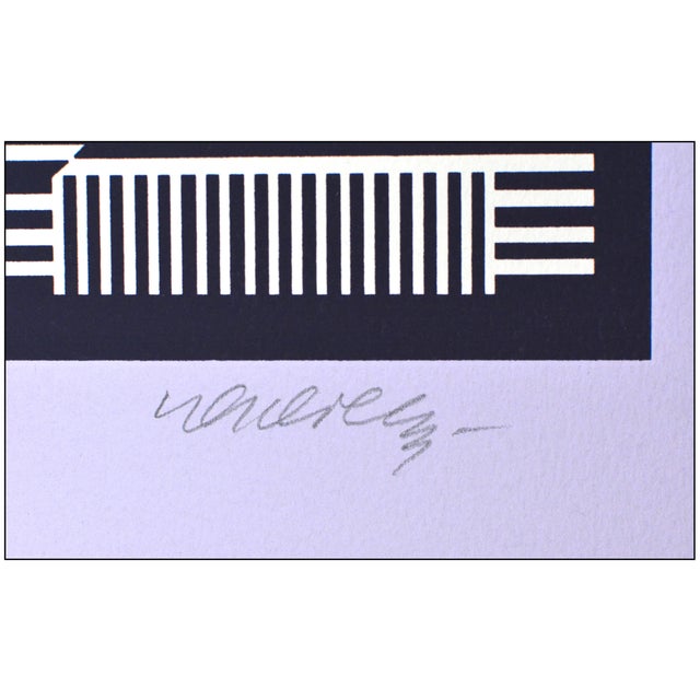 Abstract Late 20th Century Broey Neg Geometric Abstract Lavender Silkscreen Victor Vasarely For Sale - Image 3 of 5