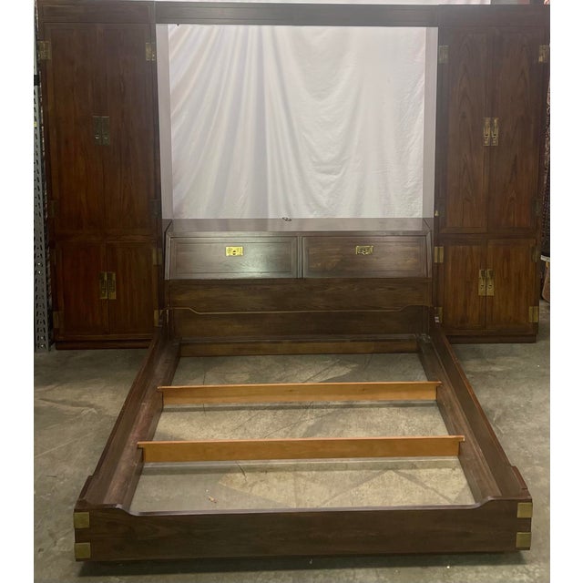 Vintage Henredon Scene One Collection Campaign Style Modular Queen Size