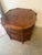 Baker Furniture Company 1950s Baker Walnut/ Cane Octagonal Side Table. Top Has Bookmatched Finish. Original Finishes in Pristine Condition. For Sale - Image 4 of 6