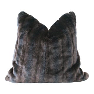 Luxurious Fluffy Faux Fur/Brocade Pillow Feather Down Insert For Sale