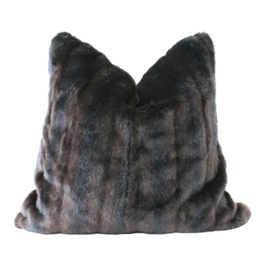 Luxurious Fluffy Faux Fur/Brocade Pillow Feather Down Insert