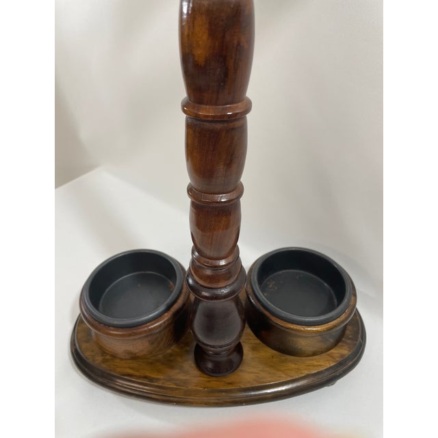 Brown Vintage 1980s Walnut Double Umbrella Stick Stand For Sale - Image 8 of 17