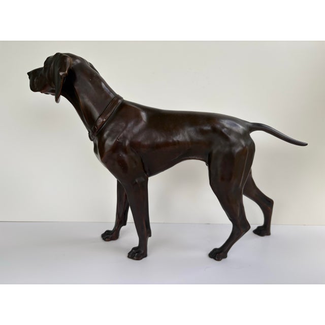Mid-Century Modern Vintage Bronze Finish Hunting Dog Sculpture, Mid-Century Sporting Decor For Sale - Image 3 of 8