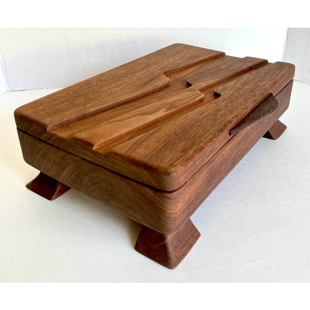 Mid 20th Century Hand-Made Signed Art Deco Wood Jewelry Accessory Box For Sale In Los Angeles - Image 6 of 13