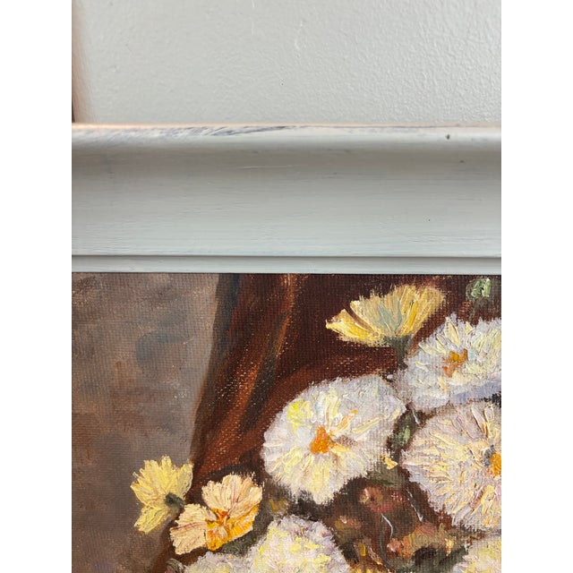 Brown Vintage 1967 Floral Still Life Oil Painting by Mary Black – Signed & Dated – Framed For Sale - Image 8 of 12