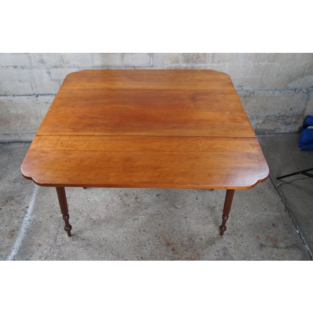 Brown Antique 19th Century American Sheraton Cherry Drop Leaf Dining Console Table 40" For Sale - Image 8 of 12