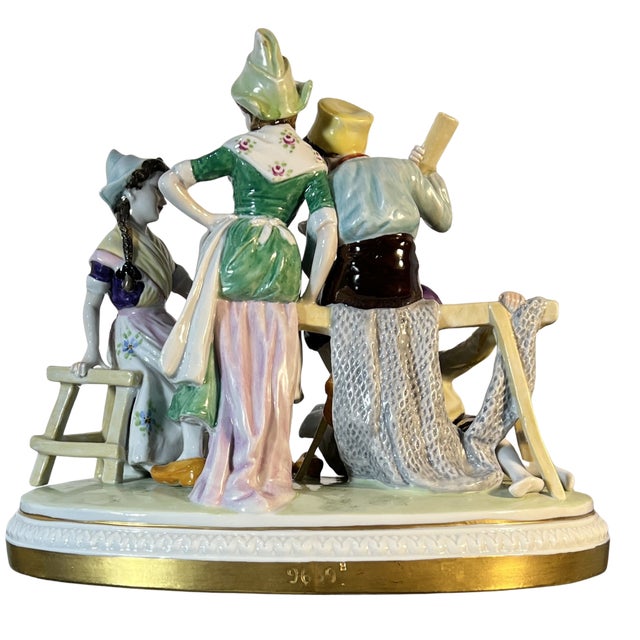 Traditional Antique German Four Children in Lively Conversation Porcelain Figurine For Sale - Image 3 of 18