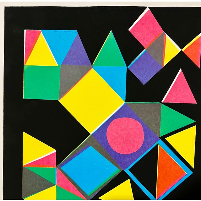 1960s Attributed to Baladine, 1960's Baladine Op Art KInetic Screenprint Lithograph Vibrant Mod Neon Colors For Sale - Image 5 of 6